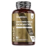 Knoblauch Weichkapseln - 15.000mg (500:1 Extrakt) - Geruchsneutrales Knoblauchöl - 180 vegane Garlic Softgels - Allicin für 6 Monate - Knoblauch Extrakt (Allium Sativum) in Softgels - WeightWorld