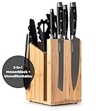 Pinocs-All-in-one, Bambus Messerblock/Utensilienhalter, perfekt für kleine Küchen, Messerblock ohne Messer, Messerhalter, Utensilienhalter, Extra starke Magnete, Hygienisch, smartes Design