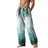 LOIJMK Herrenhose Sommerhose Strandhose Kordelzug Elastische Taille -Druck Streifen Grafikdrucke Geometrie Komfort Lässig Alltag Urlaub Streetwear Gelb Blau Badehose Für Herren S (Green, XL)