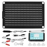 Solarpanel 12V 10W Monokristalline Solarmodule IP67 Wasserdicht Solarpanel Solarzelle Tragbare Solar-Autobatterie-Ladegerät für Auto Boot Anhänger Wohnmobil Rasenmäher (Mit Spannungsregler)