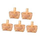 Cabilock 5st Handgeflochtener Korb Babykorb Kleiner Korb Mini Weidenkorb Korbflechten Erntekorb Mit Griff Korb Mini Brotkorb Strohkörbe Wäschekorb Mit Deckel Gewobener Korb Bambus Weben