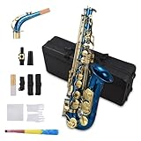 Btuty Messing-Saxophon mit Gravur Eb E-Flat Altsaxophon Abalone Muschel Tasten Blasinstrument mit Tasche Handschuhe Reinigungstuch Gürtel Bürste