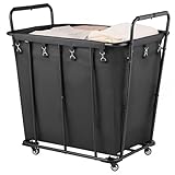 VEVOR Wäschewagen Wäschesammler 300 L mit 117,9 Tragkraft & Schwenkrädern & wasserfestem Wäschesack, Wäschesortierwagen rollbar für Wäsche Einkaufen Gepäck, Wäschesortierer Wäschekorb