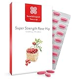 Healthspan Hagebutte 12.500 mg | Vitamin C und Calcium | Muskel-, Knochen-, Gelenk- und Immungesundheit | Carotinoide | Polyphenole | Flavonoide | Rosa Canina | Vegan | 90 Tabletten