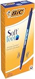BIC Kugelschreiber Set Soft Feel Grip, in Blau, Strichstärke 0,4 mm, 12er Pack, Ideal für das Büro, das Home Office oder die Schule