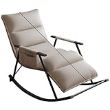 Outdoor-Schaukelstuhl mit Stahlrahmen und gepolstertem Kissen, bequeme, übergroße Wippe für Terrasse, Hinterhof, Balkon, Veranda, Campingstuhl, mit 150 kg Tragkraft, Khaki