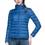 KODMNSW Damen Steppjacke Leichte Packbare Daunenjacke Warme Winterjacke Puffer Mantel Lightweight Daunenmantel Frauen Pufferjacke Wintermantel Softshelljacke Übergangsjacke Winter Jacke Blau M