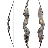 FQH 60'' Bogenschießen Traditioneller Bogen 25-50lbs Erwachsene Anfänger Tech Holzbogen Griff Outdoor-Jagd Schießen Bogenschießen Praxis Langbogen (40 LBS)