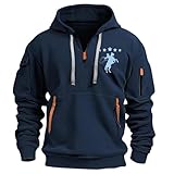 Herren-Kapuzenpullover, langärmelig, mit Taschen, lässiger Kapuzenpullover mit Taschen, navy, M
