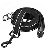 Reflektierende Hundeleine mit weichem, Lead for Dog gepolstertem Griff für das Training, Führleine für große und mittelgroße Hunde, 5m/10m/20m/15m/30 m 1 Zoll breit, SCHWARZ (5mX 2.5cm)