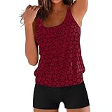 BlzzWo Schwimmanzug Damen Bauchweg Hose Damen Frauen-Bikini mit Hoher Taille Sexy Up-Zweiteiler-Badeanzug Vintage-Badeanzug Zweiteiliger Sale Women (01-1-wein,XL)