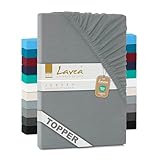 Lavea Topper Spannbettlaken, Topper Spannbetttuch, Jersey Topper Serie Maya, 90x200cm | 100x200cm, Mittelgrau, 100% Baumwolle, hochwertige Verarbeitung, mit Gummizug