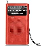 Tragbares Notfallradio - Rot - AM/FM - Batteriebetrieben - Kopfhöreranschluss - Tragbares Radio - Weltradio - Notrufpaket Must Have - Taschenradio - Für Katastrophen - Klein - Transistorradio