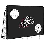 SONGMICS Fußballtor, mit Torwand, schnelle Montage, Garten, Park, Strand, Metallrohre und PE-Netz, schwarz SZQ215B02