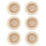Abbto Runde Platzdeckchen Boho 6er Set, Boho Geflochtene Tischsets aus Baumwolle handgefertigt | Moderne Bauernhof-Tischsets für Esstisch, Küche, natürliche rustikale Möbel