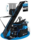 STYNGARD Snowboardtasche Set mit Stiefeltasche [140cm bis 190cm] - Boardbag Snowboard mit Polsterung im Bindungsbereich - Snowboardtasche Modell Calgary (Schwarz-Blau)