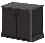 Duramax Cedargrain StoreAway 850L Kunststoff-Gartenhaus - Outdoor-Gartenhaus, Mülltonnenbox, Solide Konstruktion, ideal für Werkzeuge, BBQs und Mülltonnen 2x 120L, 130 x 74 x 110 cm, Dunkelbraun