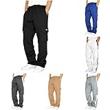 Generisch Jogginghose Herren Lang Baggy Sweatpants Winter Warme Baumwolle Sporthose Weites Bein Jogging Hose Cargohose Mit Taschen Elastische Taille Sweat Pants Einfarbig Trainingshose Black S