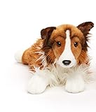 Uni-Toys - 'Maple' - Langhaarcollie, liegend - Gesicht weiß-braun - 41 cm (Länge) - Plüsch-Hund, Collie, Haustier - Plüschtier, Kuscheltier