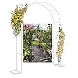 Hoiweqr Rosenbogen Torbogen Garten Rankgitter Rosenhilfe, Metall Stabil Garten Rankgitter Rankhilfe Rankbogen Metallbogen Gartenbogen, Pflanzen Stützgerüst für Rosenreben(White,2x2.3x0.4m)