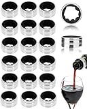 WUNZILO 20 Stück Edelstahl Rotwein Tropf Stop, Stop Ring Weinflasche, Tropfring Edelstahlwein, Kann in Bars, Restaurants und Häusern Verwendet Werden