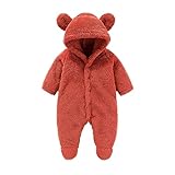 Neugeborenes Unisex Baby Winter Overall - Baby Fleece-Overall Bär Strampler Outfit Anzug Mit Bärenohr Kapuzen Warmer Niedlicher Bärohren Strampler Babyoverall Winter Kleinkind Mädchen Jungen