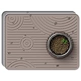 Wingcases Napfunterlage Hund Katzen, Hitzebeständige rutschfeste Silikonmatte als Grill Zubehör und Abtropfmatte Geschirr, BPA-Freie Napf Unterlage für Futter Wassernäpfe(Beige,40x30cm)