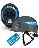 PRO FIT Arbeitsschutzhelm D!-Rock Anthrazit - Belüfteter Bauhelm mit Drehrad - 53-56 cm Kopfband - 30 mm Stecktaschenhalterung - Für die Baustelle