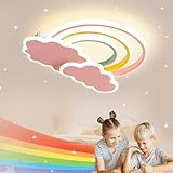 LUCKINHAND Led Kinder Deckenleuchte Wolken Regenbogen Deckenleuchte dimmbar mit Fernbedienung,Nachtlicht Funktion Kinderzimmer Schlafzimmer Wohnzimmer Junge Mädchen Schlafzimmer blau Deckenlampen 35cm