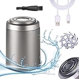 2025 Neu Rasierer Herren Elektrisch, Tragbarer Mini Elektrischer Rasierer Herren, Elektrorasierer Herren 2 in 1 Wasserdicht Kabellos Rotationsrasierer für Gesicht Nass und Trockenrasierer (A#-Silbrig)