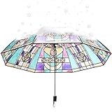Automatischer Regenschirm | Buntglas Automatiköffnung Regenschirme,UV Schutz Schirm für Damen Geburtstag Reisen Camping Urlaub Angeln