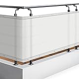 Sol Royal Balkon Sichtschutz PES SolVision PB2 90x500 cm Weiß - Balkonumspannung mit Ösen & Kordel, wasserabweisend & witterungsfest - blickdichte Balkonbespannung 160 g/m² mit UV-Schutz