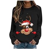 Damen Hässliche Weihnachtspullover Langarm-Ugly Weihnachts Sweatshirt Frauen Winter| Lustig Weihnachten Pullover Warme mit Rentier Weihnachtsmotiv Weihnachtsshirt Weihnachtspulli Xmas Outfit