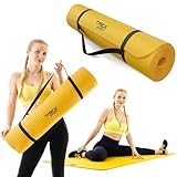 TREX SPORT Gymnastikmatte extra dick und weich | Fitnessmatte 190x80x1cm mit Tragegurt | Yogamatte rutschfest (Yellow Mustard)
