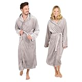 Blumtal Bademantel Damen & Herren in M - OEKO-TEX zert. Morgenmantel Damen - Bademantel Herren extra saugstark - Bademäntel für Herren - Bademantel extra weich Herren - Bademantel extra weich Grau