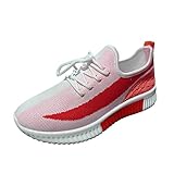 IQYU Wildling Schuhe Damen 40 Damen-Mode Meshy-Keil- Frauen Spitze up beiläufige atmungsaktive Schuhe Sneaker Oliv Damen