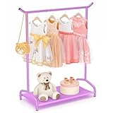 EAGMAK Kinder-Kleiderständer, Baby-Kleiderständer mit unterer Aufbewahrungsablage, Kinder-Kleiderständer für Mäntel, Tanzkostüm, Kleiderständer zum Aufhängen von Kleidung, Lila