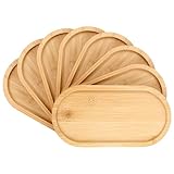 WOPPLXY 8 Stück Holztablett, 20 x 10 x 1cm Kleines Tablett, Ellipse Bambus Tablett für Frühstück, Kaffee, Brot, Tee, Kuchen, Handtücher und Duschzubehör