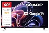 SHARP 40HF2365E – Google TV, 40' FHD, Rahmenlos, 60 Hz, Bluetooth, 2x8 W Sound, 3X HDMI, 2X USB, Farbe: Schwarz