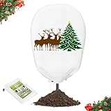 Lohofrnny Winterschutz für Pflanzen, Atmungsaktiv 80g/m² Frostschutz Pflanzenabdeckungen mit Reißverschluss & Zugband, pflanzenschutz Winter mit Motiv (160x240cm, Hirsch–Grün)