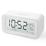 CNMTCCO Digital Wecker Nachttisch- Batteriebetriebene Uhr mit LCD-Display-Volumen einstellbar Snooze und Wochenendmodus für Schlafzimmer Schreibtisch Reisen