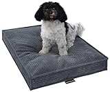 MyBestBuddy Hundekissen Visco grau 70x50 cm M mit POSO-Cord Stoff mit Viscoseschaum und Komfortschaum-Flocken, 40°C waschbar - Hundebett/Haustierbett für kleine Hunde, 70 x 50 cm
