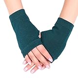 MHADBKH Warme Handschuhe für Damen und Herren, gestrickt, kurz, fingerlos, Outdoor, Radfahren, Halbfinger, Bekleidungszubehör, Halbfinger-Fäustlinge, schwarz / grün, One size