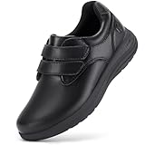 FitVille Diabetiker Schuhe Damen Extra Weit Leder Schuhe Hausschuhen Orthopädische Schuhe mit Klettverschluss Verstellbare Bequemer Elegant Walkingschuhe für Geschwollene Füße Schwarz 40 EU X-Weit