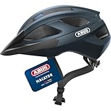 ABUS Rennradhelm Macator - Sportiver Fahrradhelm für Einsteiger - auch für Zopfträger/-innen - für Damen und Herren - Dunkelblau Glänzend, Größe L