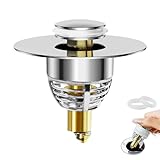 MAIJIAJU Waschbeckenstöpsel mit Messing Bounce Core, 32-42mm Universal pop up abflussstopfen mit sieb Edelstahl Ablaufgarnitur Stopfen Waschbecken Anti Clogging Abflusssieb für Waschbecken, Badewannen