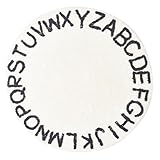 OUNONA Runder Kinderteppich mit Buchstaben rutschfest Weicher Bodenmatte Cartoon Skandinavisch Dekor für Kinderzimmer Wohnzimmer Hautfreundlich Leicht und Vielseitig Einsetzbar