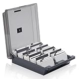 Visitenkartenbox,1000 Karten Visitenkarten Aufbewahrungs Box, Desk Visitenkarten Box mit 8 Teilerplatinen und A-Z Index Registerkarten (Grau)