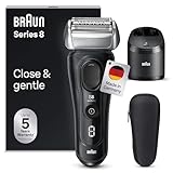 Braun Series 8 Rasierer Herren Elektrisch mit 4+1 Scherkopf, Elektrorasierer, Präzisions-Langhaarschneider, Reinigungsstation, 60 Min Laufzeit, Wet & Dry, Made in Germany, 8560cc, schwarz
