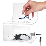 PLLYPE Acrylspendenbox Abschließbare, Abschließbar Spendenbox mit Schlüssel, Spendendose Verplombt, Kommentarbox, Losbox Abschließbare mit Aufkleber für Visitenkarten Abstimmungen Gewinnspiele